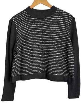 St John Sport Vintage 2002 Paillette Sequin Pullover Sweater Size Medium Gray